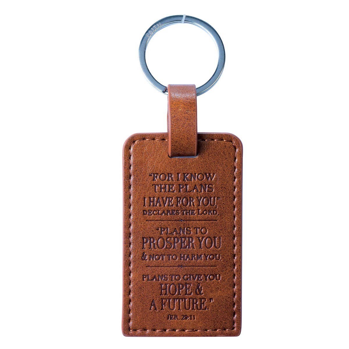 Brown Faux Leather Key Ring | Jeremiah 29:11