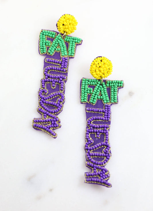 Fat Tuesday Beaded Earring PURPLE