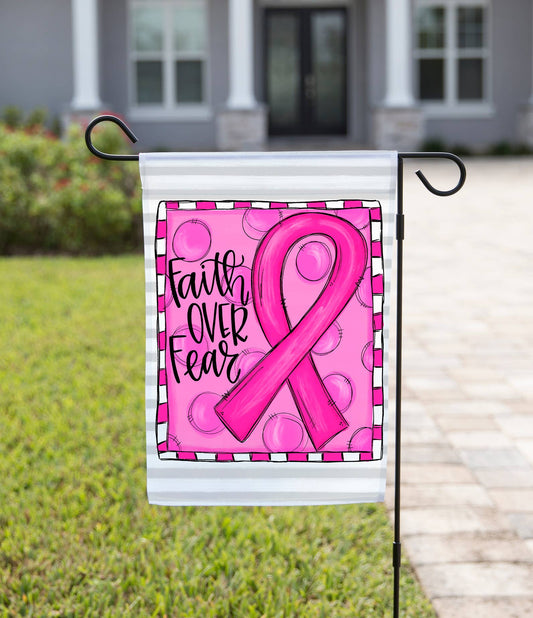 Breast Cancer Faith Over Fear Flag