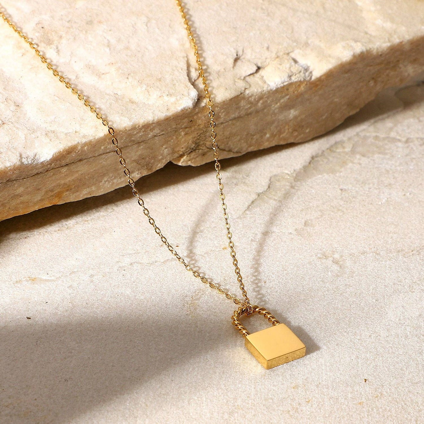 AK Brand - Twist Lock Pendant 18k Gold Plated Necklace