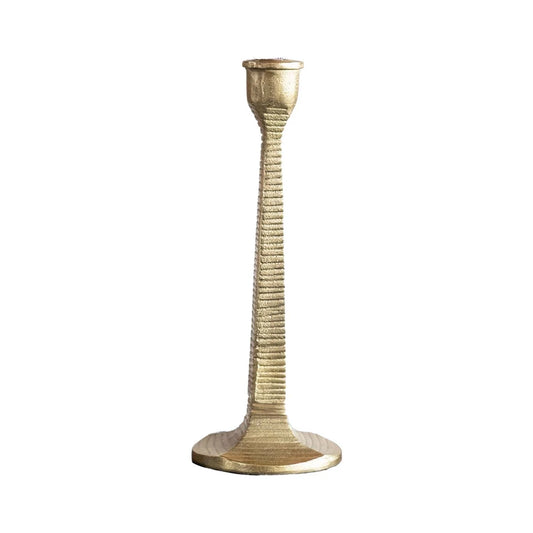 Gold Taper Holder w/ Ridged Pattern