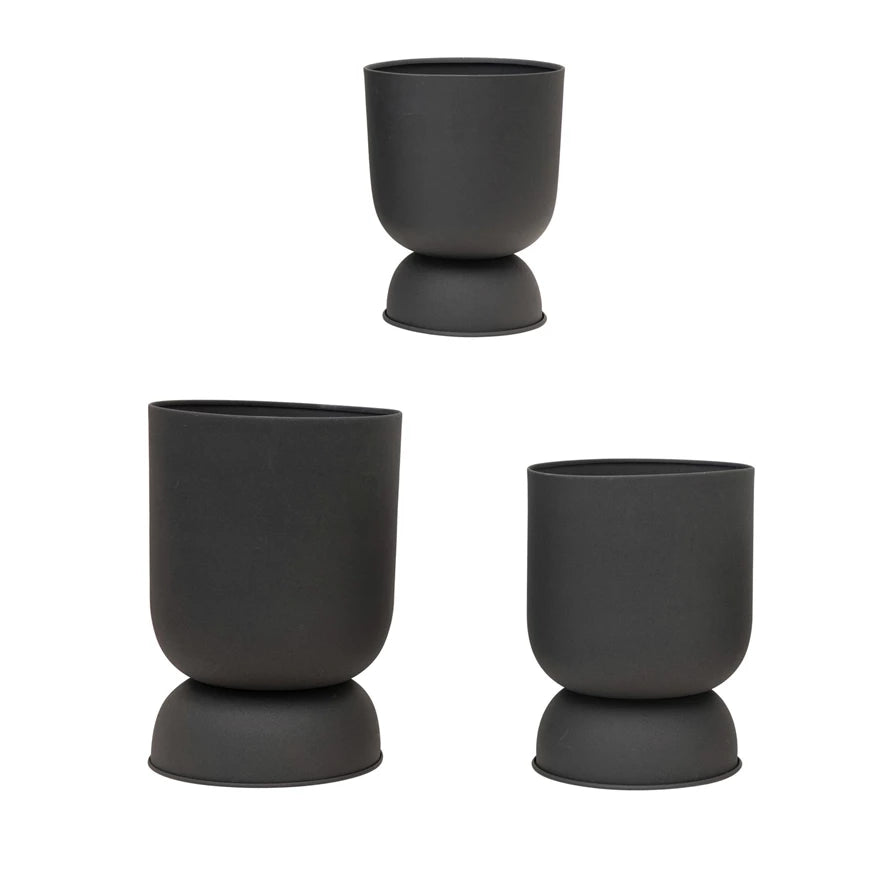 Textured Footed Vase | Black