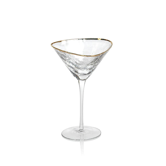 Triangular Martini Flute - Gold Rim