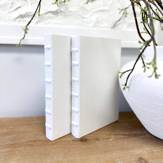 White Linen Covered Books