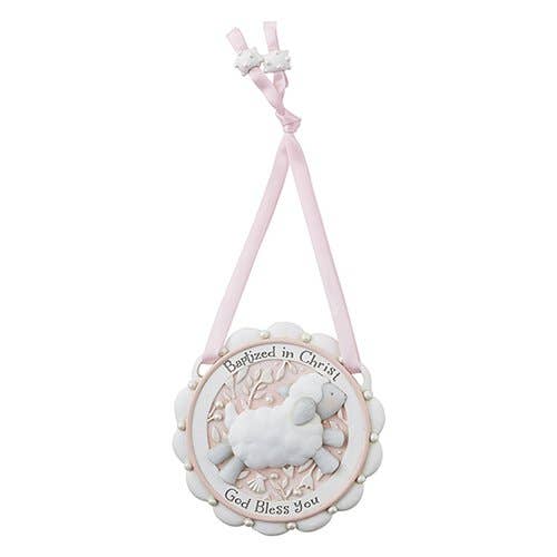 Baptism Crib Medal | Pink