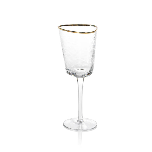 Triangular Wine Glass - Gold Rim