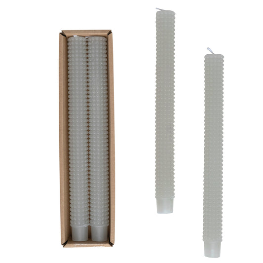 Unscented Hobnail Taper Candle | Grey